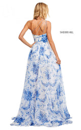 Sherri Hill 52728 Ivory-Blue-Print