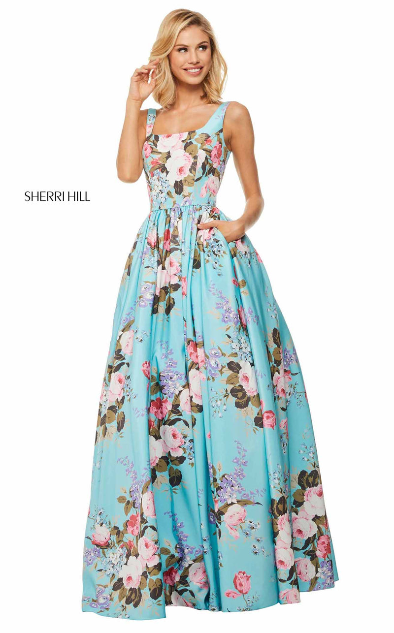 Sherri Hill 52814 Aqua-Print