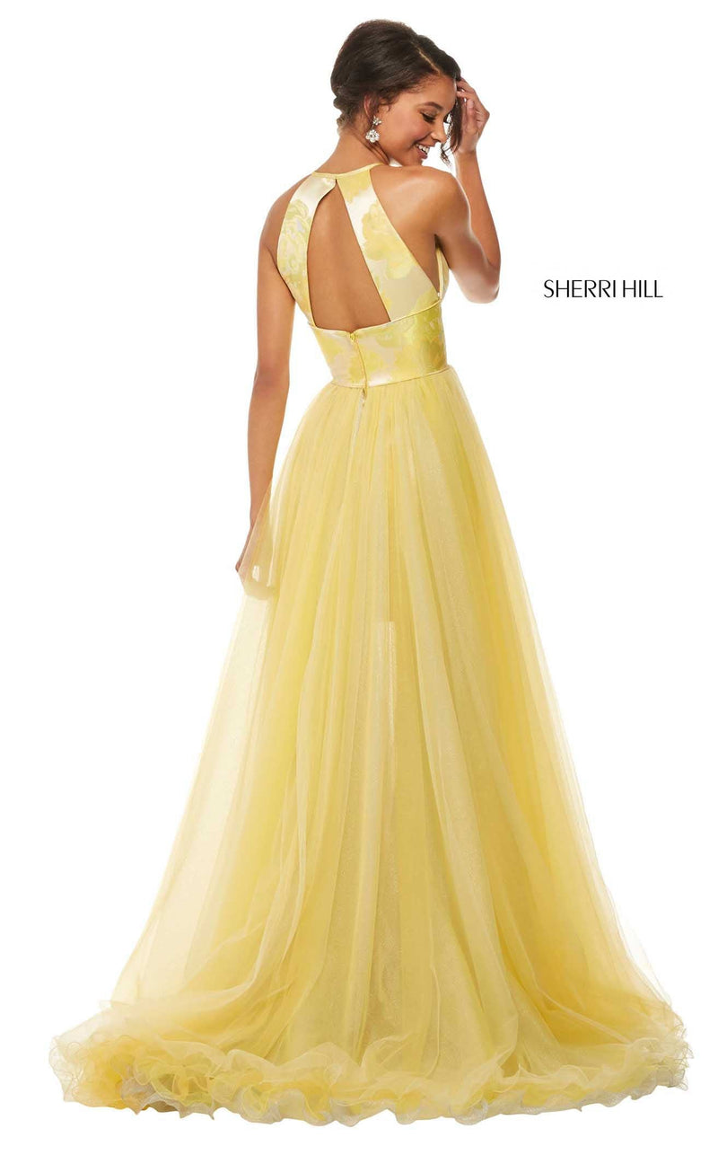 Sherri Hill 52859 Yellow-Silver-Print