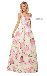 Sherri Hill 52862 Ivory-Pink-Print