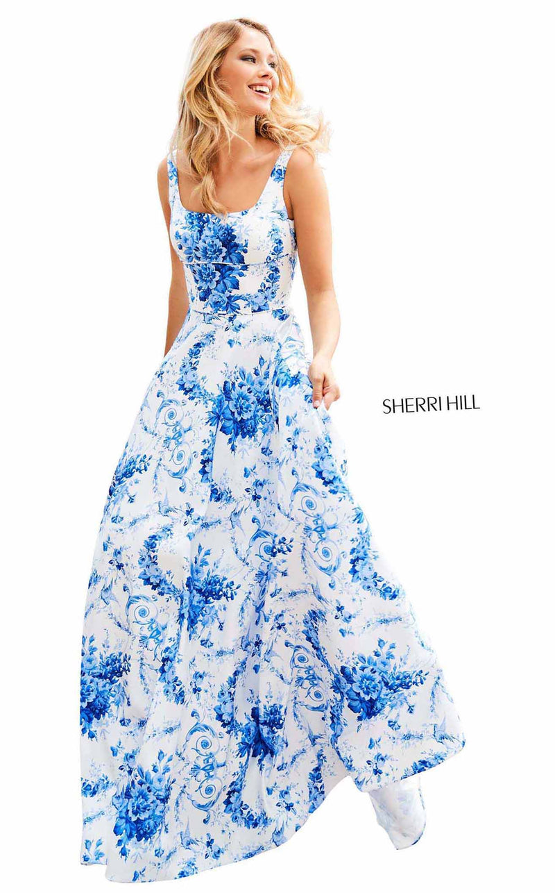 Sherri Hill 52863 Ivory-Blue-Print