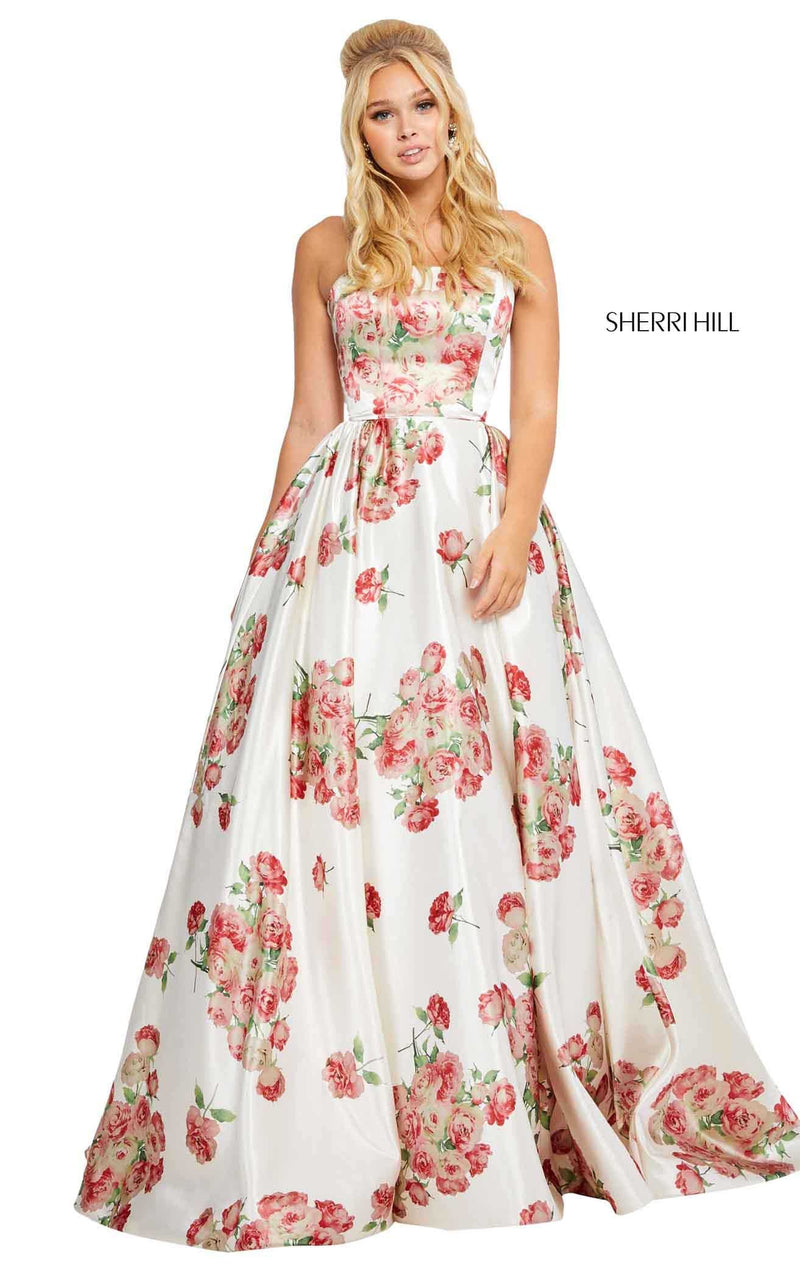 Sherri Hill 52867 Ivory-Red-Print