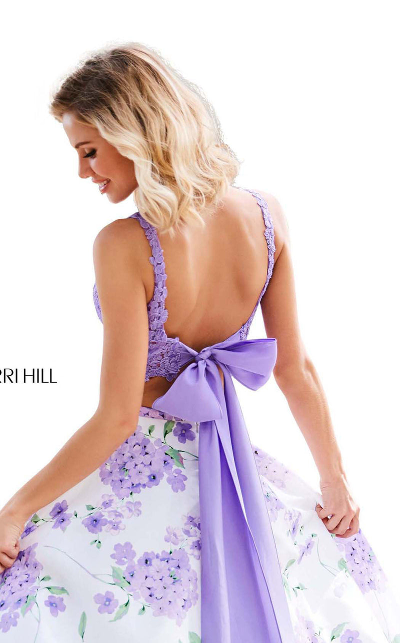 Sherri Hill 52870 Lilac-Ivory-Print