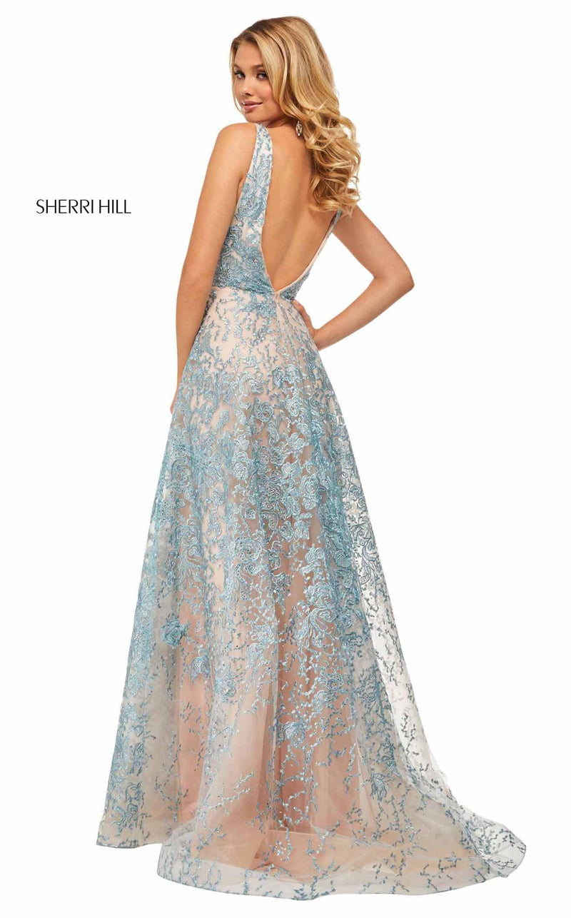 Sherri Hill 52877 Light Blue/Nude