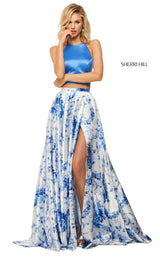 Sherri Hill 52894 Blue-Ivory-Print