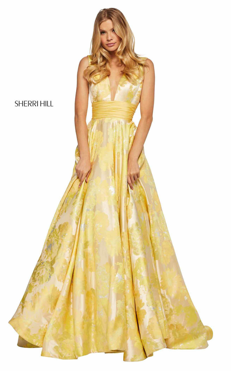 Sherri Hill 52899 Yellow-Print