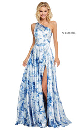 Sherri Hill 52900 Blue-Ivory-Print