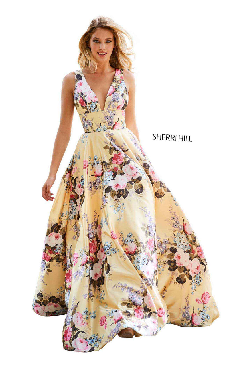 Sherri Hill 52909 Yellow-Print