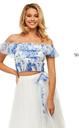 Sherri Hill 52910 Blue-Ivory-Print