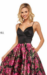 Sherri Hill 52931 Black-Fuchsia-Print