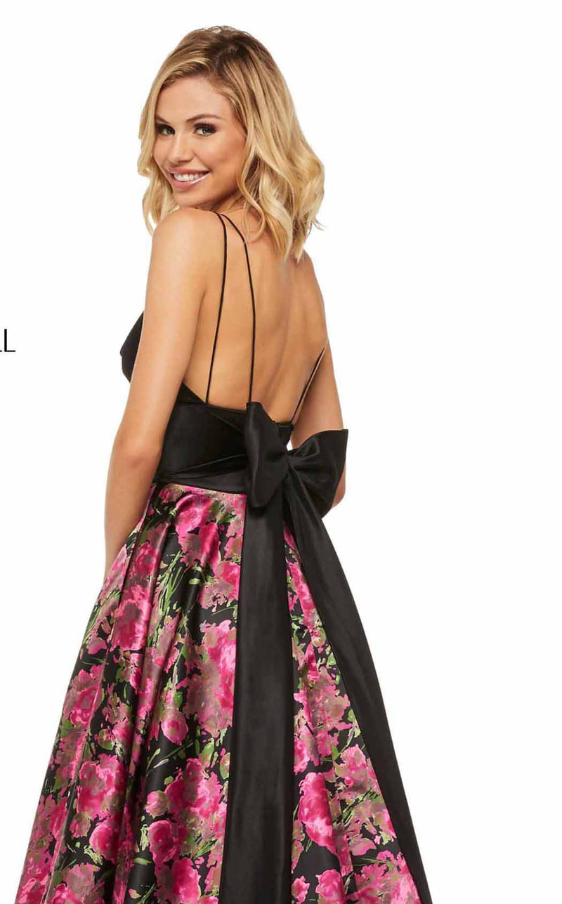 Sherri Hill 52931 Black-Fuchsia-Print