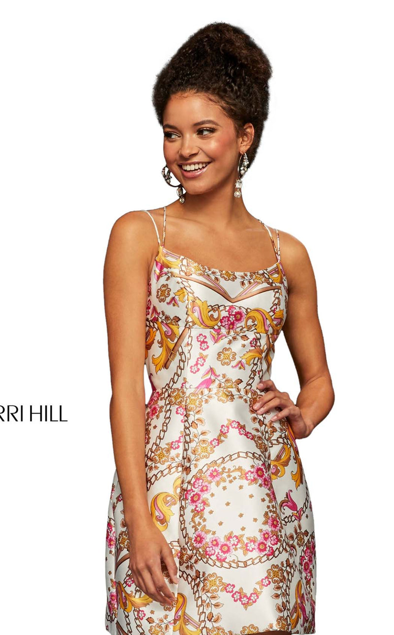 Sherri Hill 52943 Ivory-Fuchsia-Print