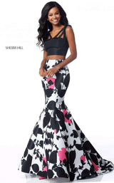 Sherri Hill 51824 Black-Pink-Print