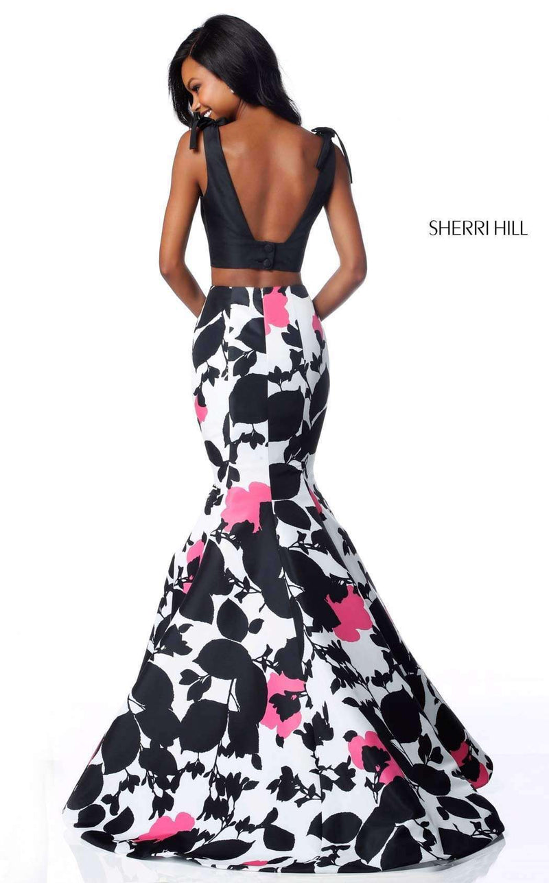 Sherri Hill 51824 Black-Pink-Print