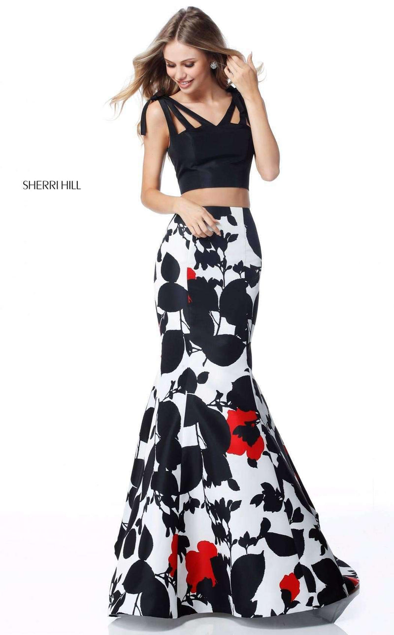 Sherri Hill 51824 Black/Red Print