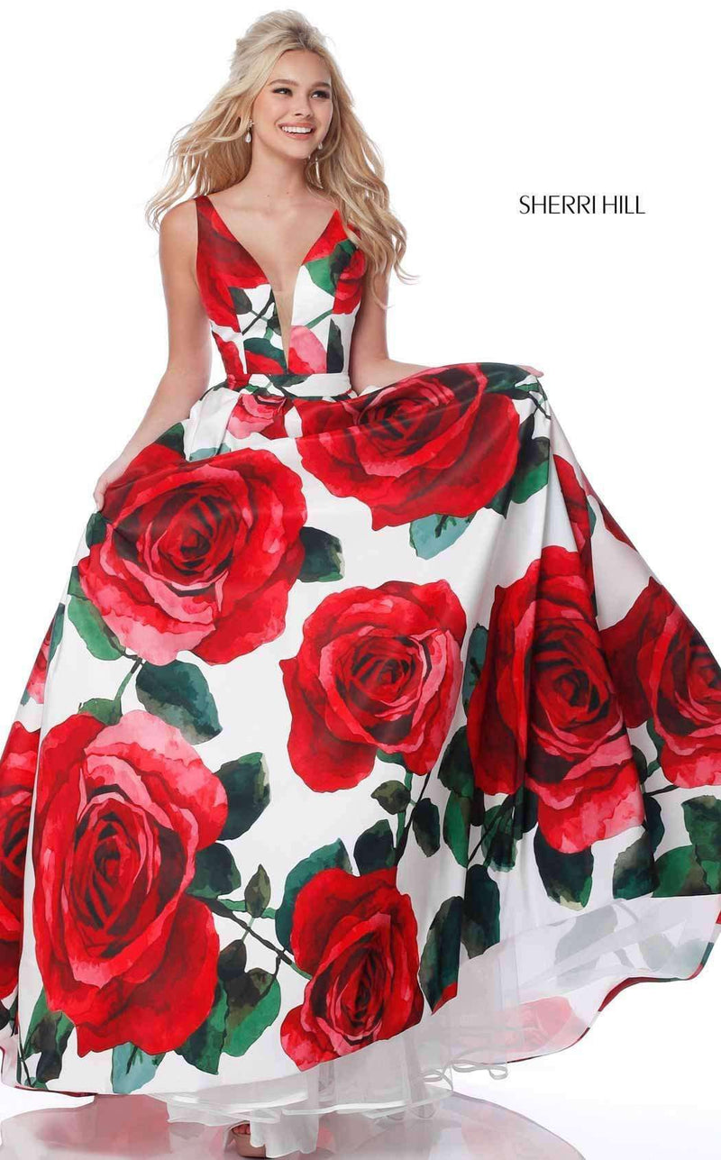 Sherri Hill 51888 Red Print