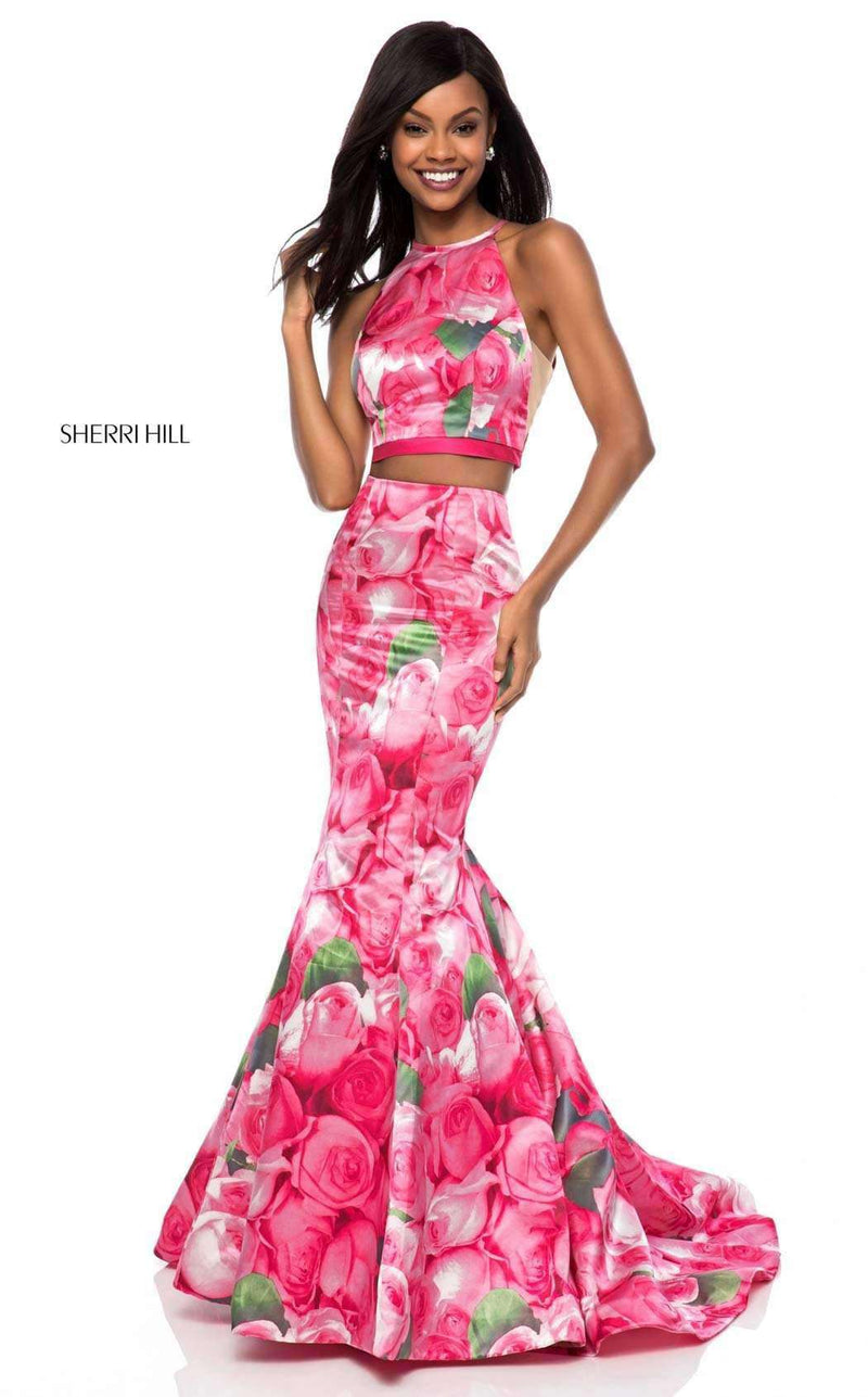 Sherri Hill 52000 Pink Print