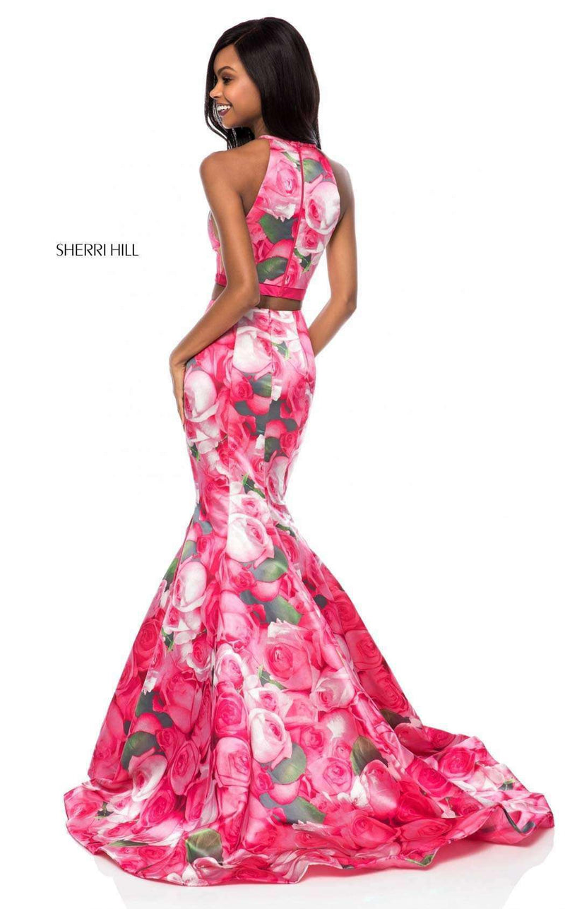 Sherri Hill 52000 Pink Print