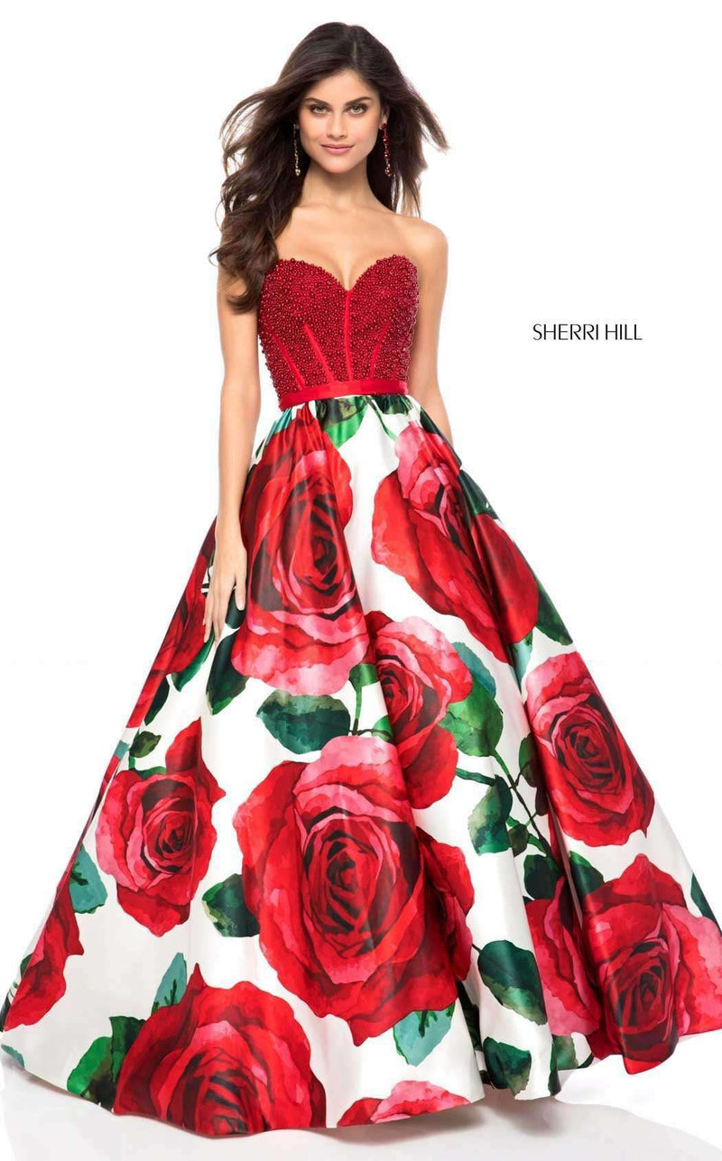 Sherri Hill 52039 Red Print